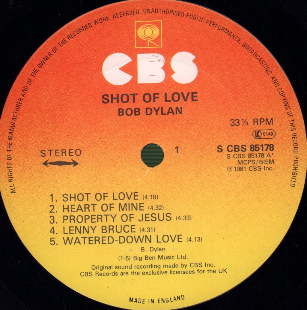 Bob Dylan - Shot Of Love - Lp