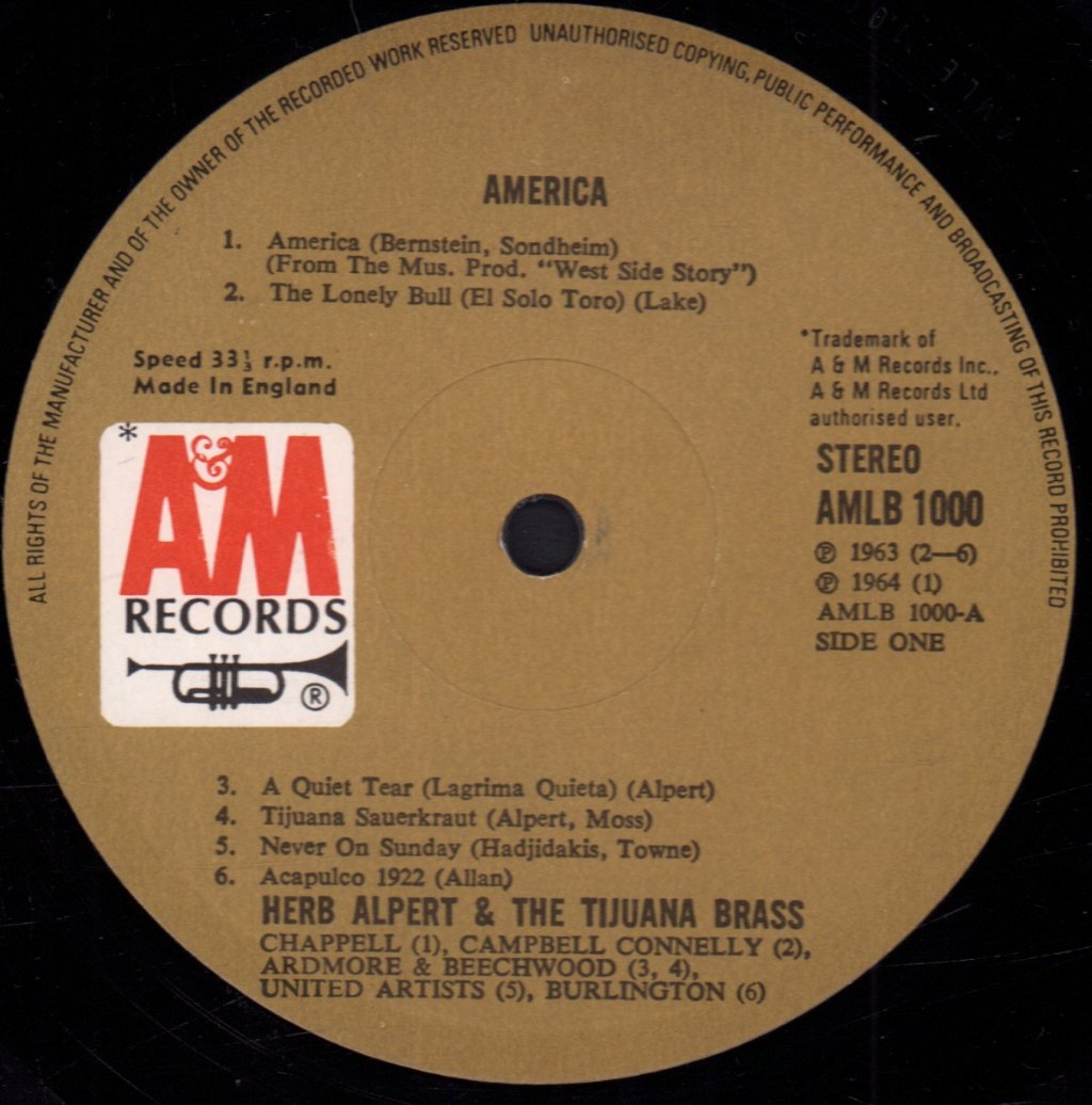 Herb Alpert And The Tijuana Brass - America - Lp