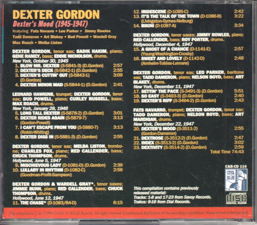 Dexter Gordon - Dexter's Mood - Cd