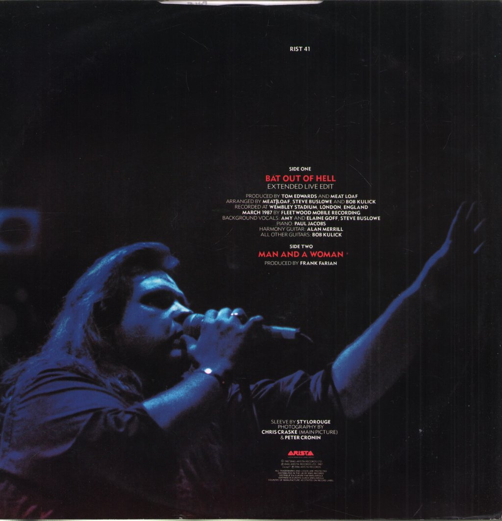 Meat Loaf - Bat Out Of Hell Live - 12 Inch
