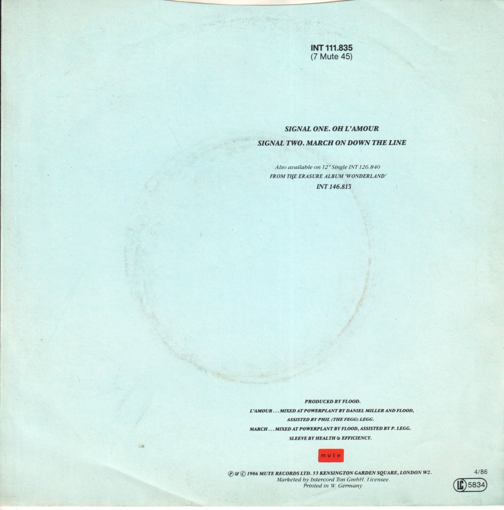Erasure - Oh L'amour - 7 Inch