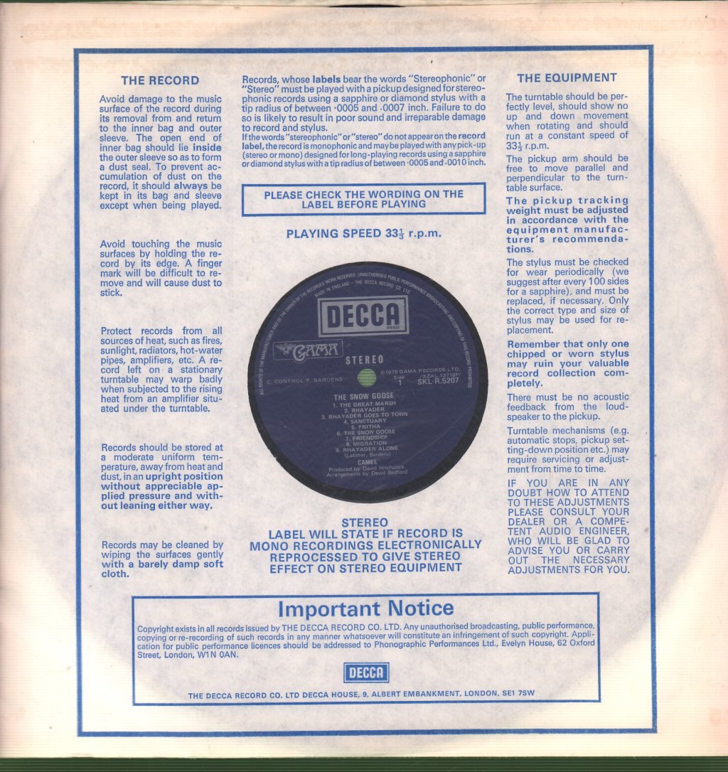 Camel - Snow Goose - Lp