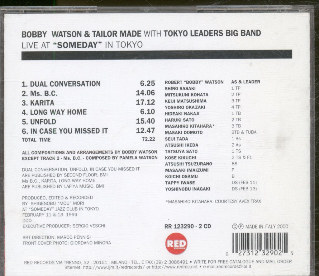 Bobby Watson & Tailor Made With Tokyo Leaders Big Band - Live At "Someday" In Tokyo - Cd