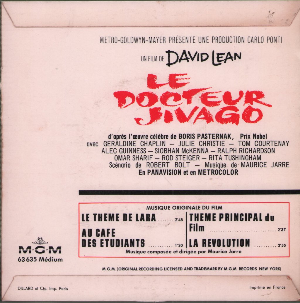 Maurice Jarre - Bande Originale Du Film Le Docteur Jivago - 7 Inch