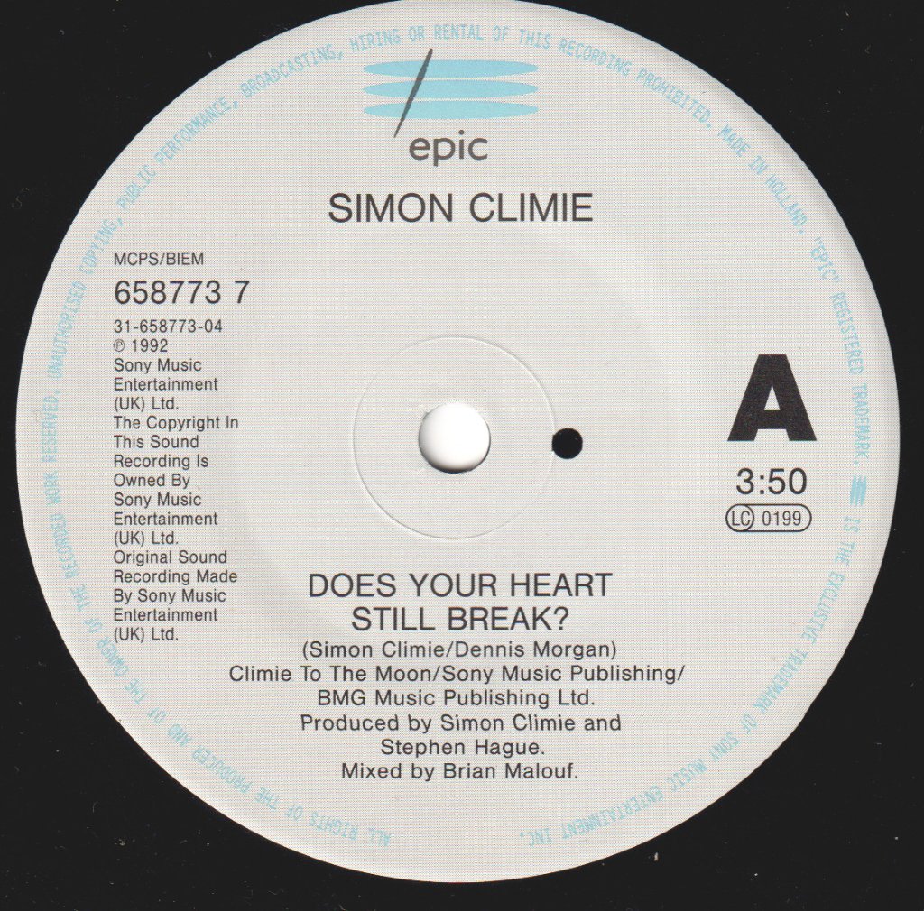 Simon Climie - Does Your Heart Still Break - 7 Inch