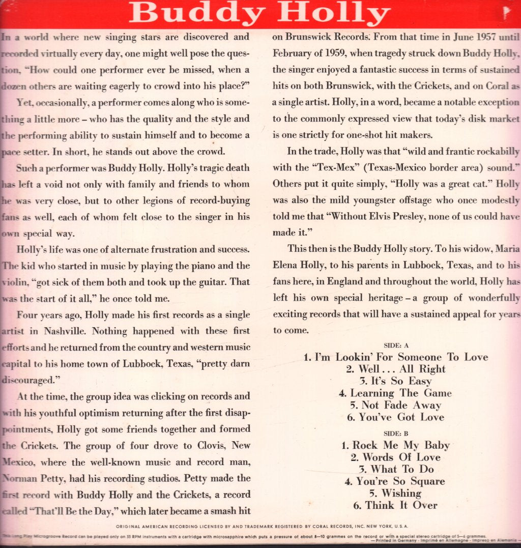 Buddy Holly - Buddy Holly - Lp