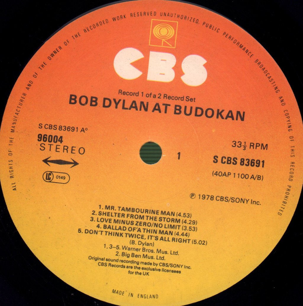 Bob Dylan - At Budokan - Double Lp