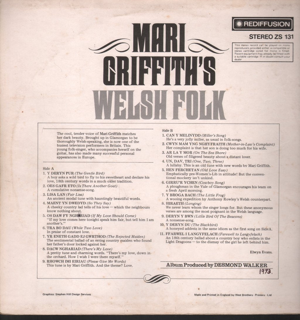 Mari Griffith - Mari Griffith's Welsh Folk - Lp