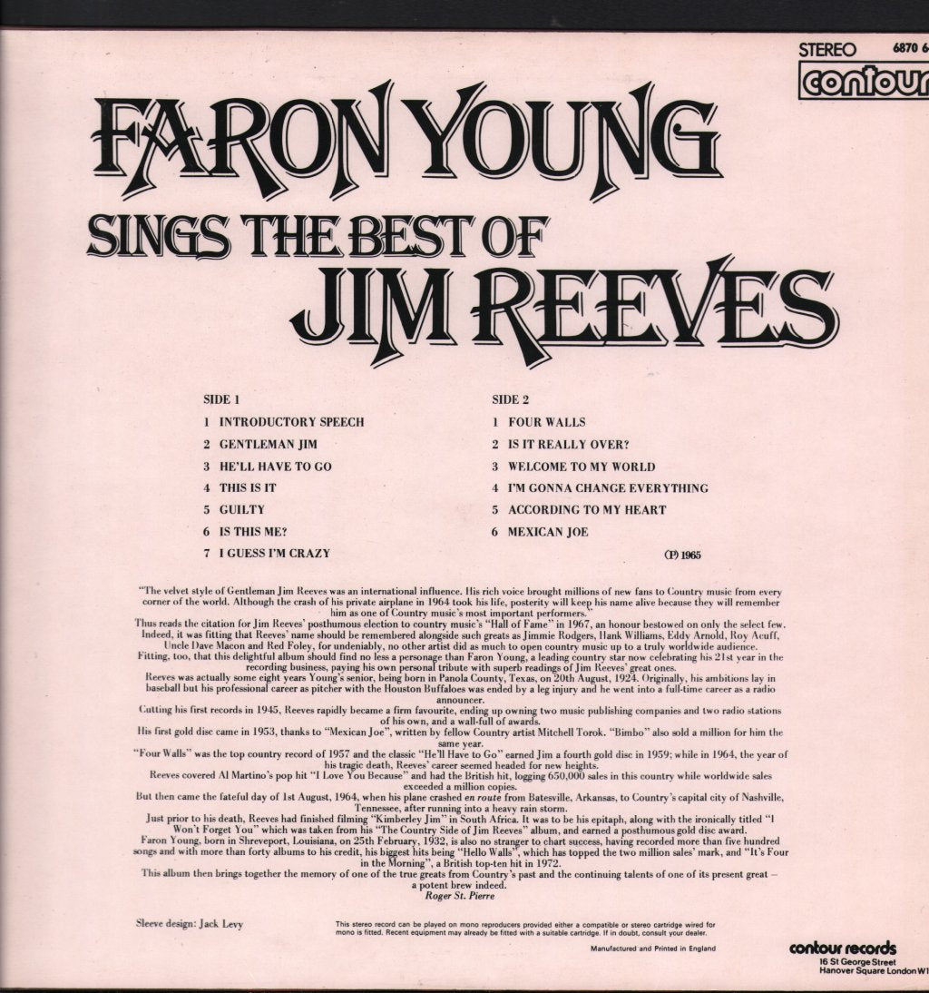 Faron Young - Sings The Best of Jim Reeves - Lp