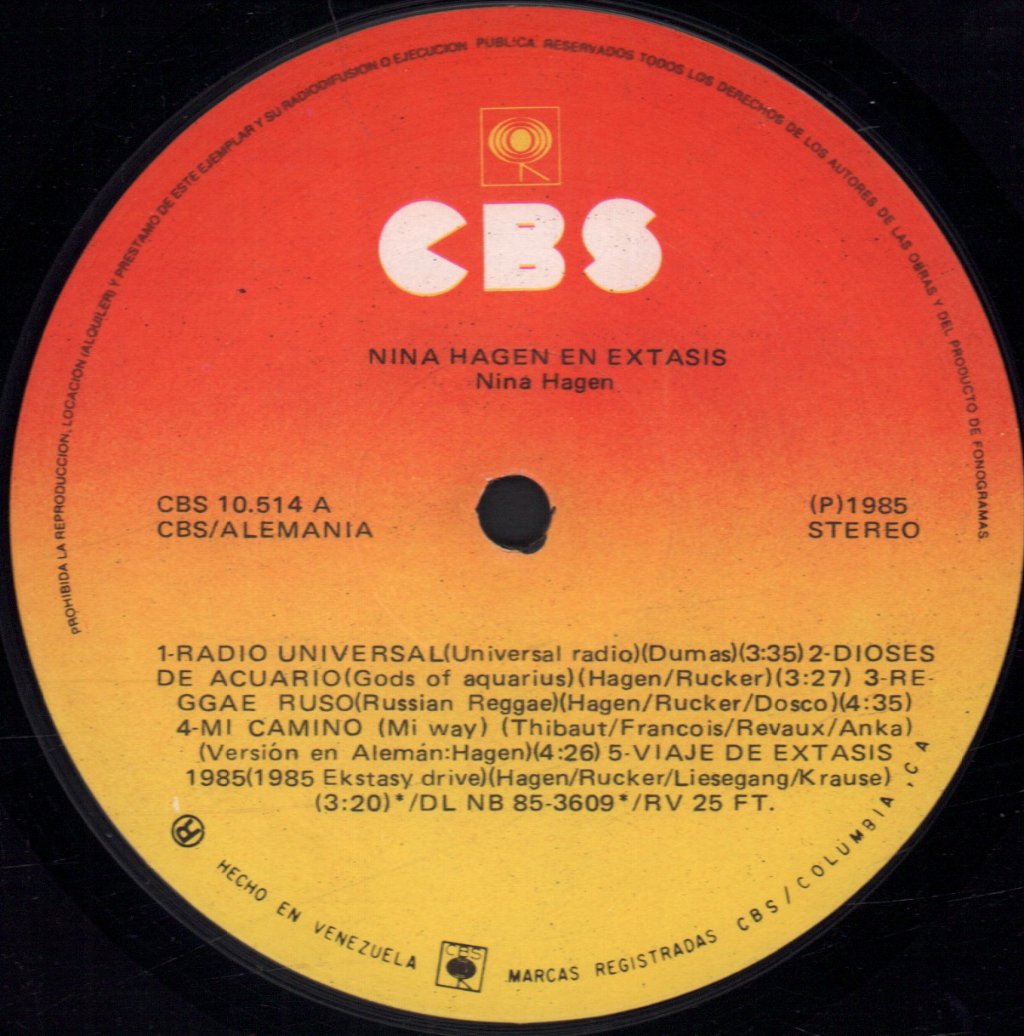 Nina Hagen - In Ekstasy ( En Extasis ) - Lp