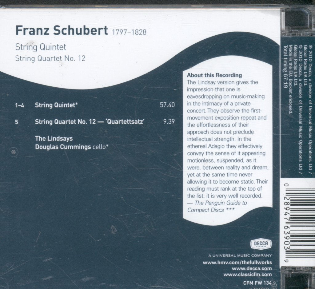 Lindsays and Douglas Cummings - Schubert String Quintet - Cd