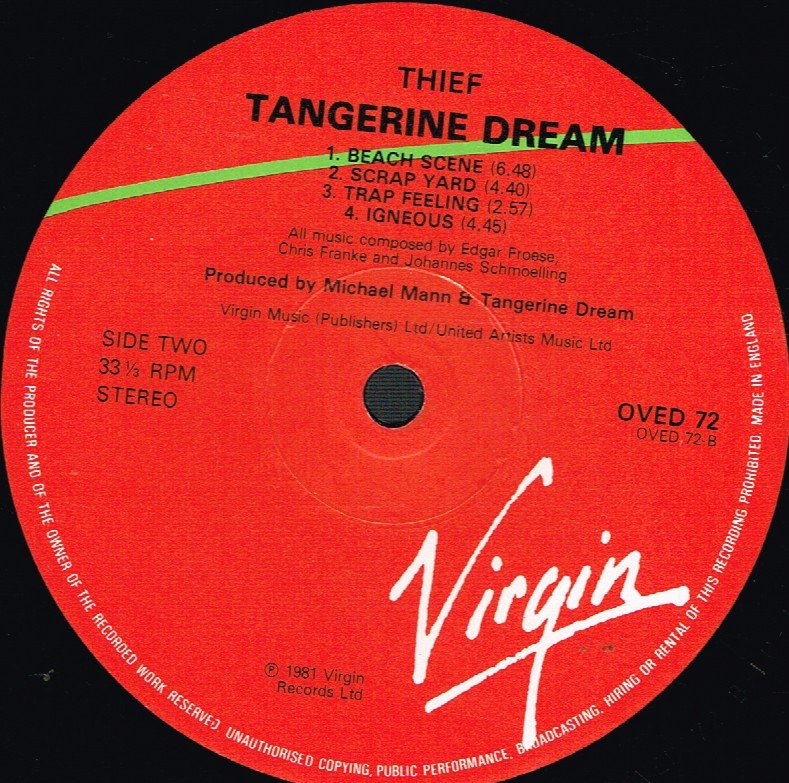 Tangerine Dream - Thief - Lp
