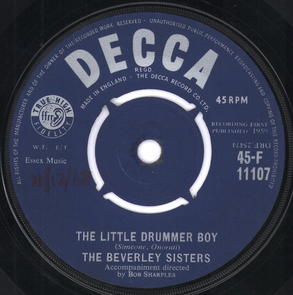 Beverley Sisters - Little Drummer Boy - 7 Inch