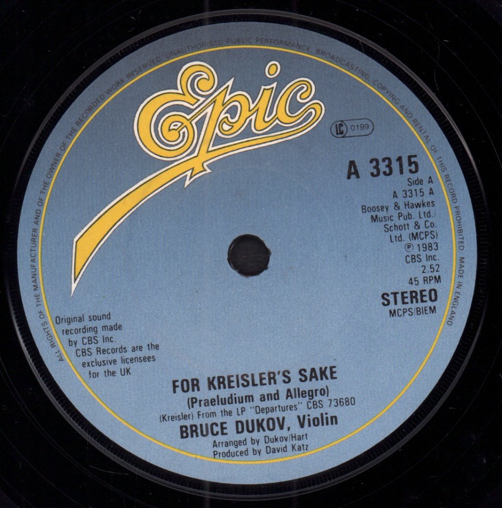 Bruce Dukov - For Kreisler's Sake - 7 Inch