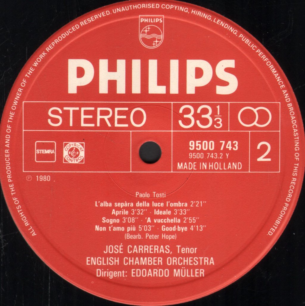 Jose Carreras - Sings Francesco Paolo Tosti - Lp