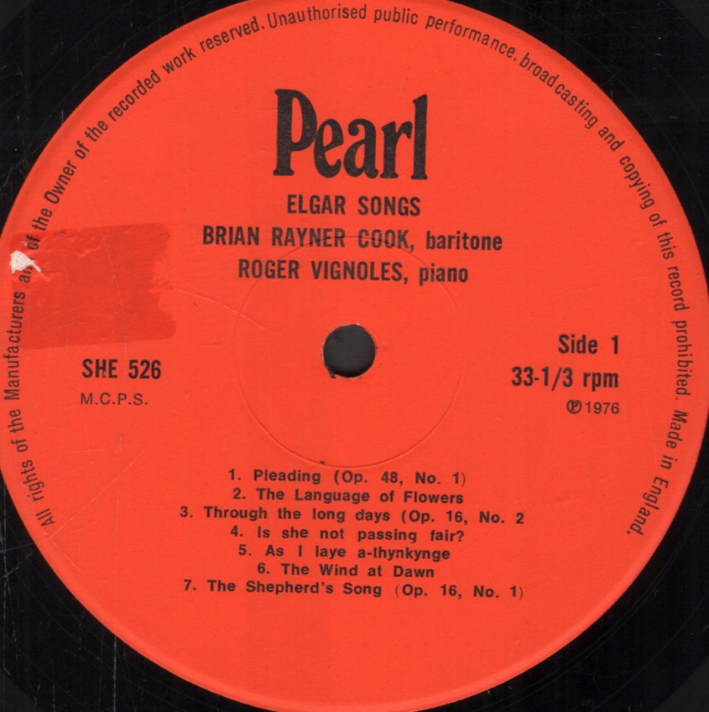 Brian Rayner Cook / Roger Vignoles - Elgar Songs - Lp