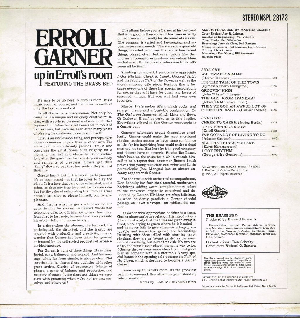 Erroll Garner - Up In Erroll's Room - Lp