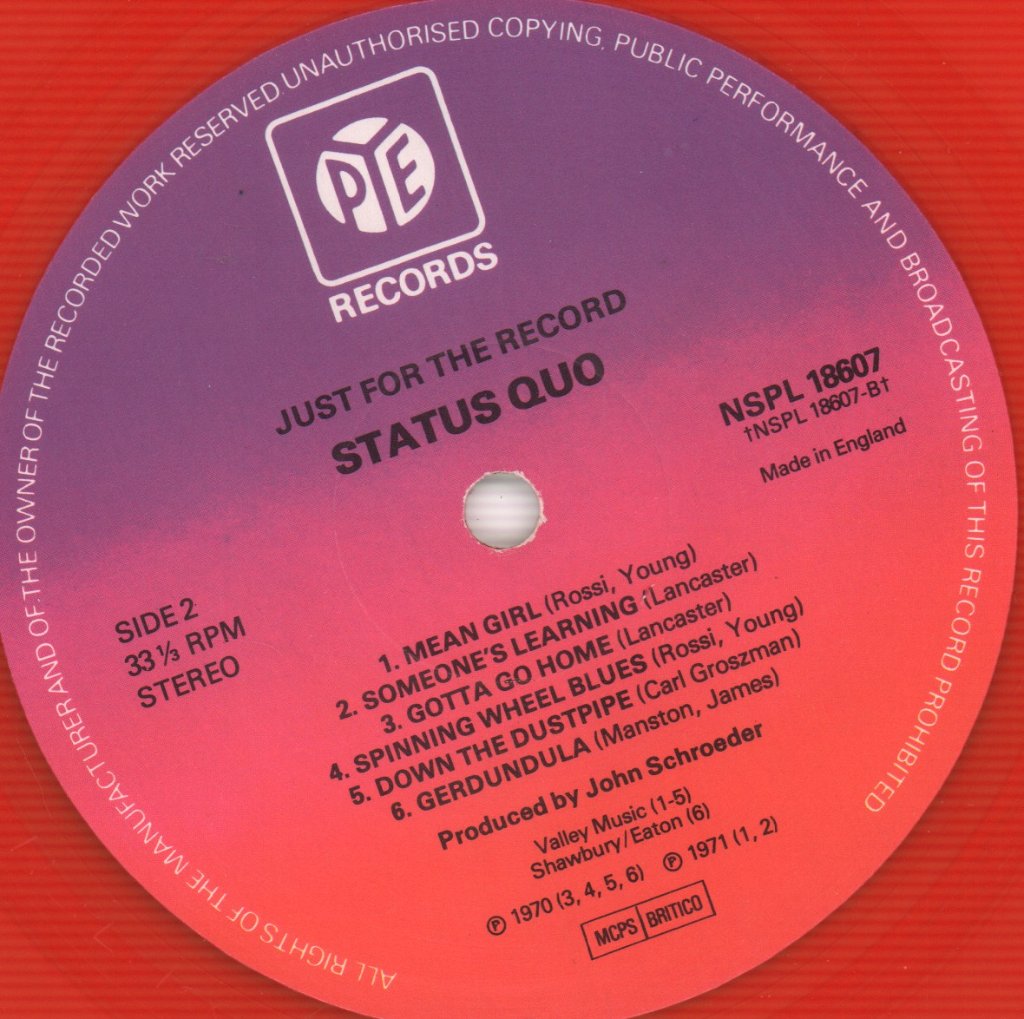 Status Quo - Just For The Record - Lp