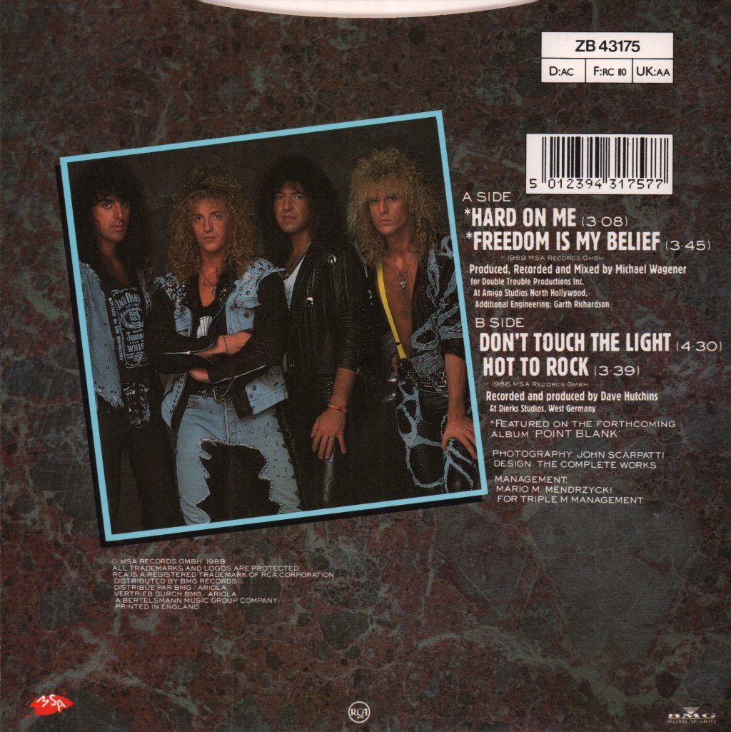 Bonfire - Hard On Me - 7 Inch