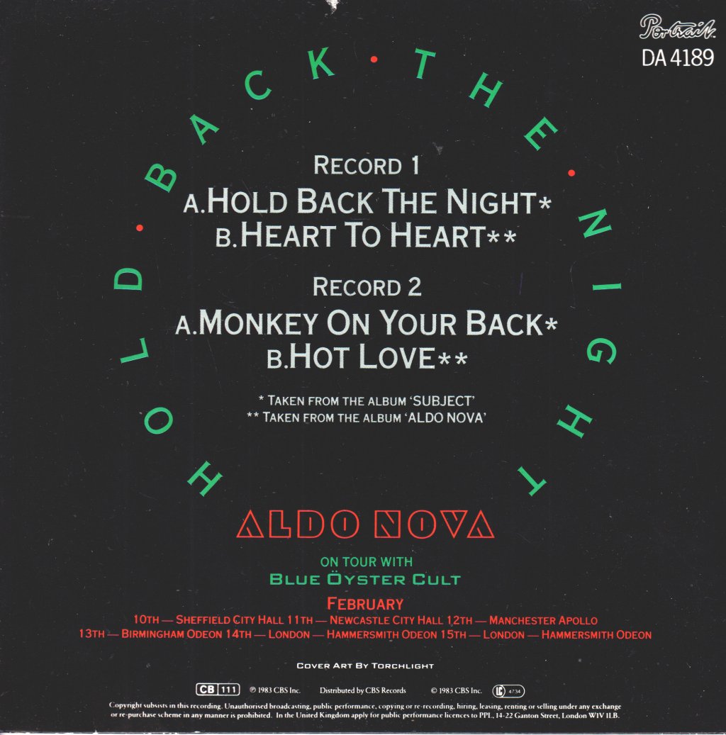 Aldo Nova - Hold Back The Night - Double 7 Inch