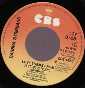 Barbra Streisand - Love Theme From A Star Is Born - 7 Inch