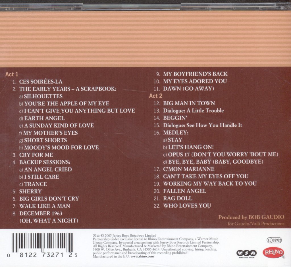 Jersey Boys Original Broadway Cast - Jersey Boys - Cd