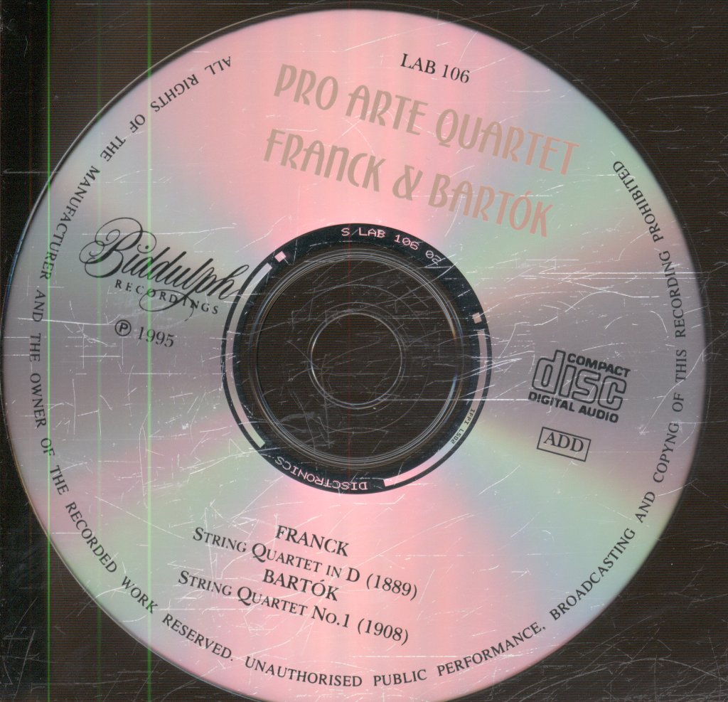 Pro Arte Quartet - Franck / Bartok - String Quartet In D/ String Quartet N°1 - Cd