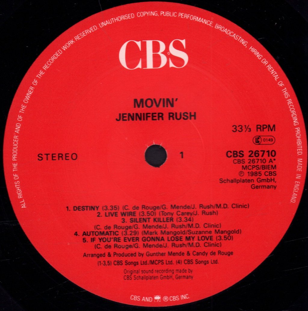 Jennifer Rush - Movin' - Lp