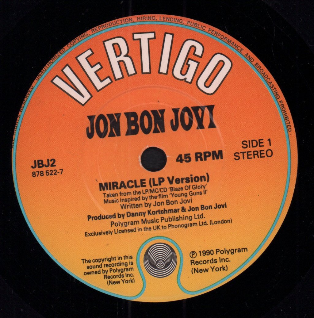 Jon Bon Jovi - Miracle - 7 Inch