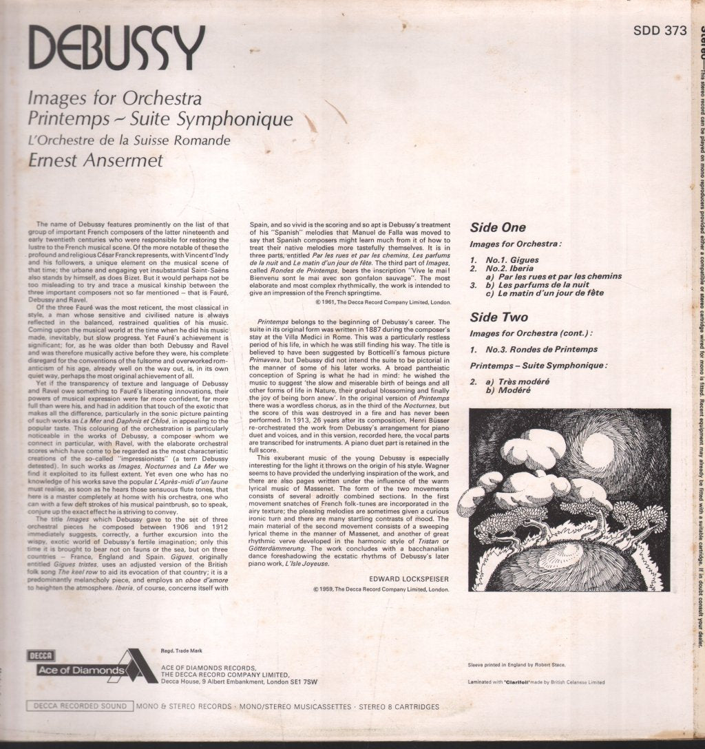 Ernest Ansermet / L'Orchestre De La Suisse Romande - Debussy - Images For Orchestra / Printemps - Suite Symphonique - Lp