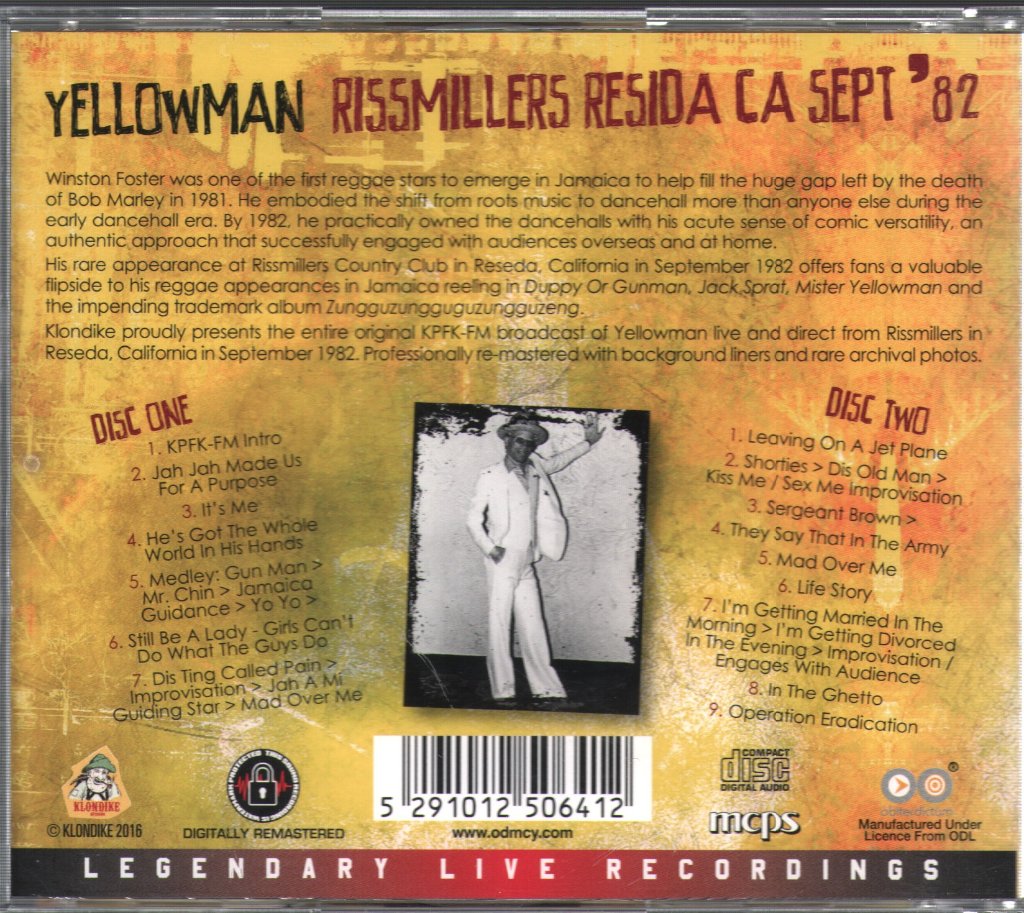 Yellowman - Rissmillers Resida CA Sept' 82 - Double Cd
