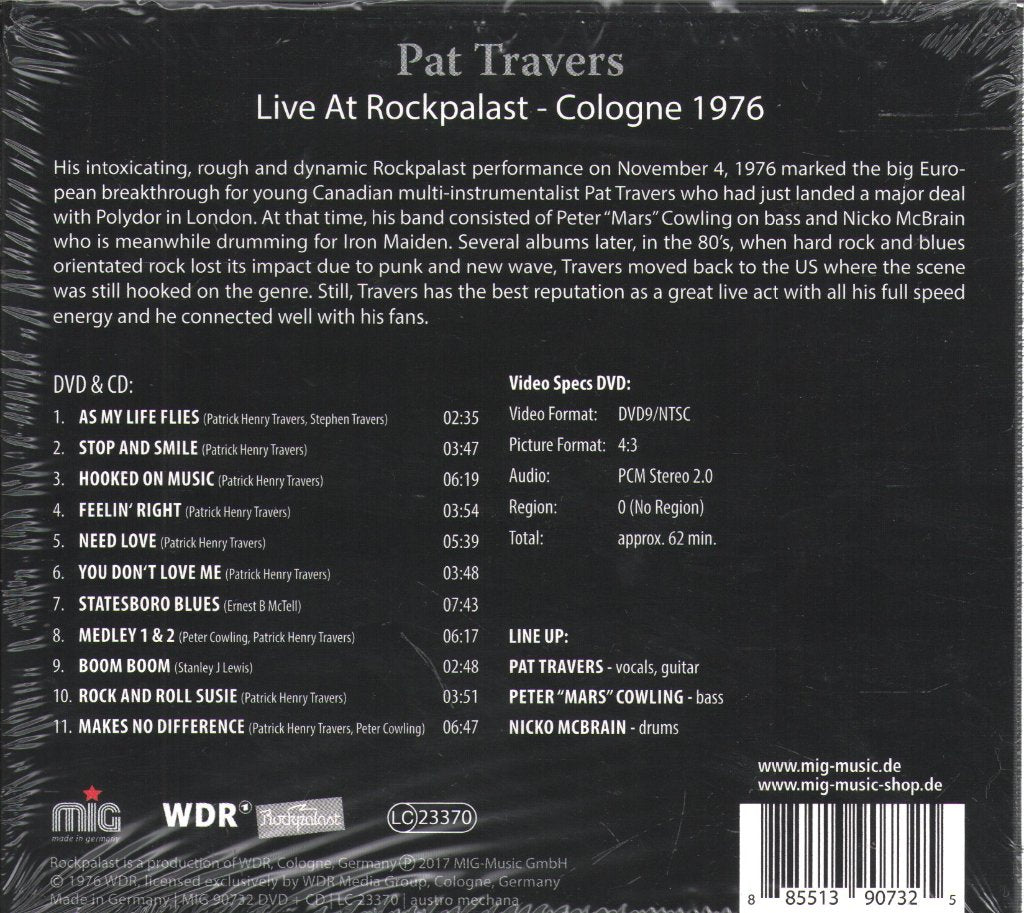 Pat Travers - Live At Rockpalast - Cologne 1976 - Cd Set