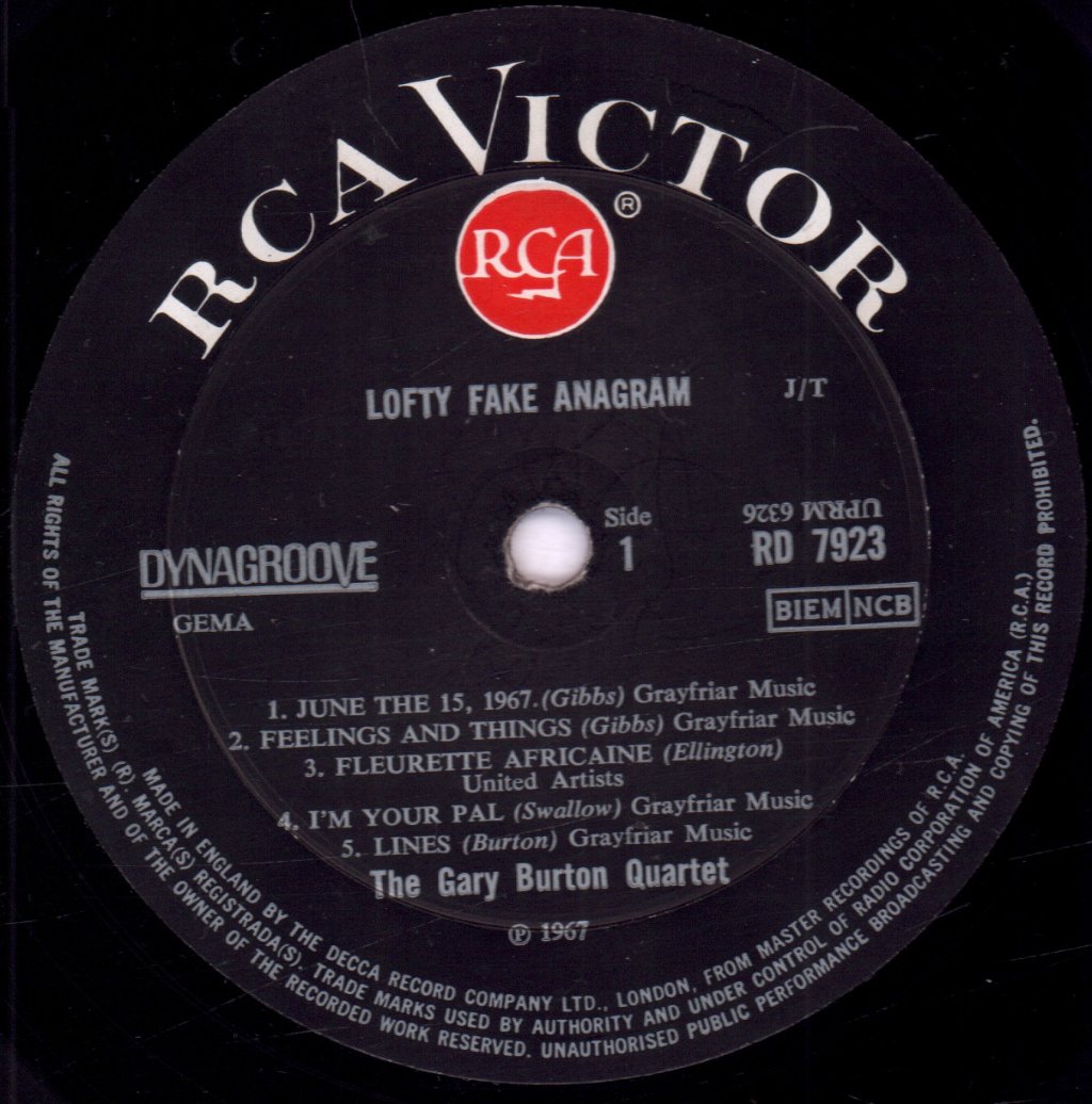 Gary Burton Quartet - Lofty Fake Anagram - Lp