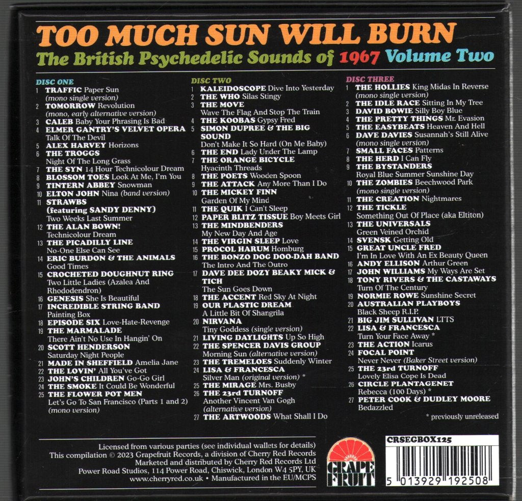Various Artists - Too Much Sun Will Burn (The British Psychedelic Sounds of 1967 Volume 2) - Cd Set