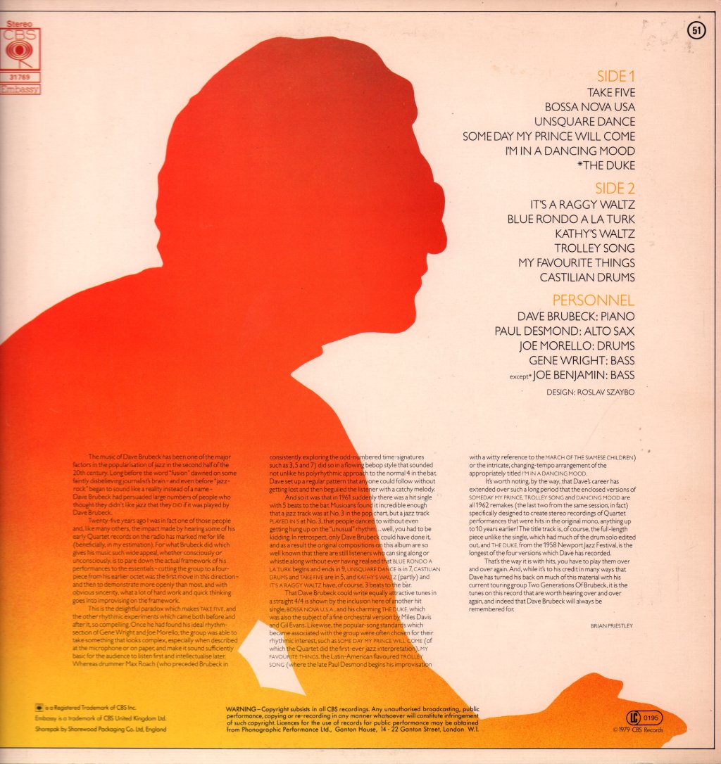 Dave Brubeck - Take Five - Lp