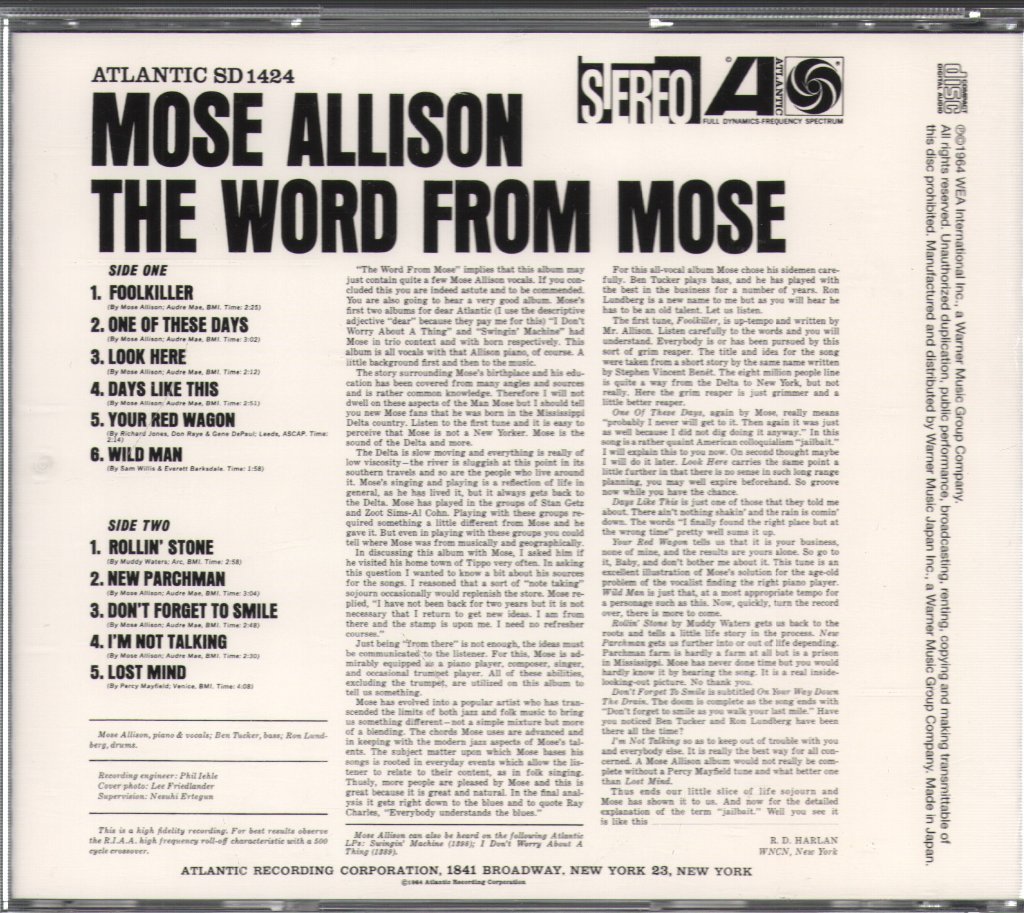Mose Allison - Word From Mose - Cd