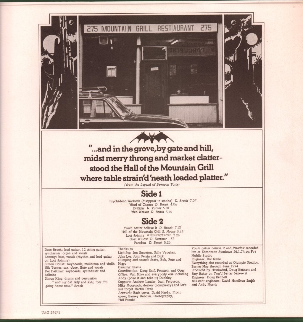 Hawkwind - Hall Of The Mountain Grill - Lp