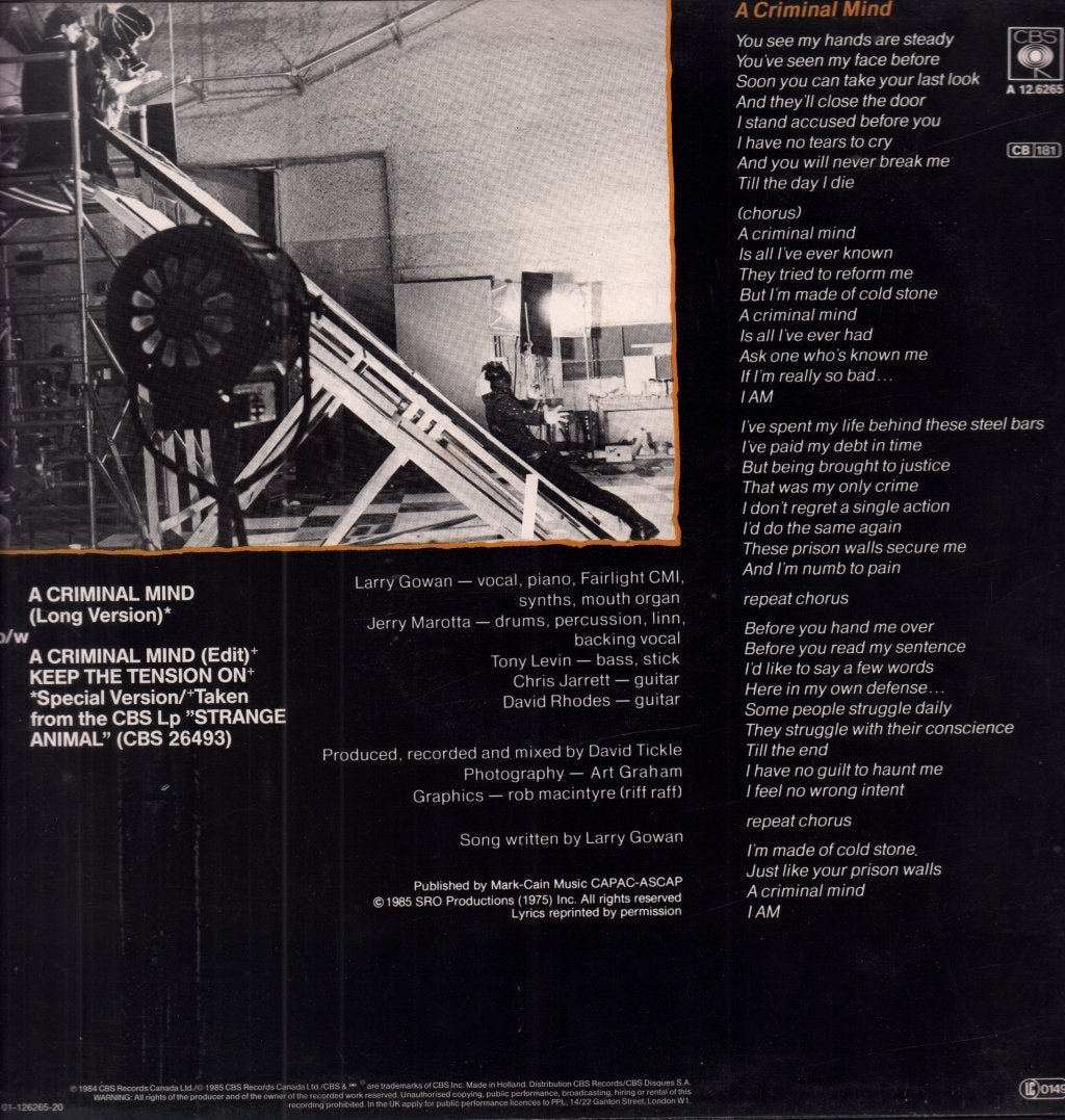 Gowan - A Criminal Mind - 12 Inch