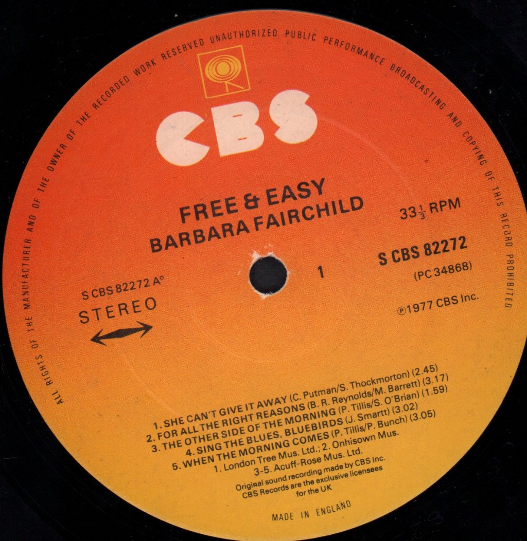 Barbara Fairchild - Free And Easy - Lp