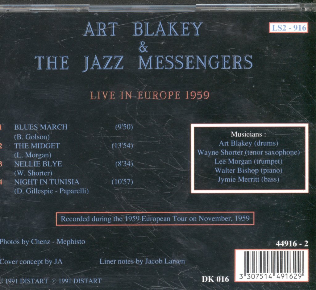 Art Blakey And The Jazz Messengers - Live In Europe 1959 - Cd