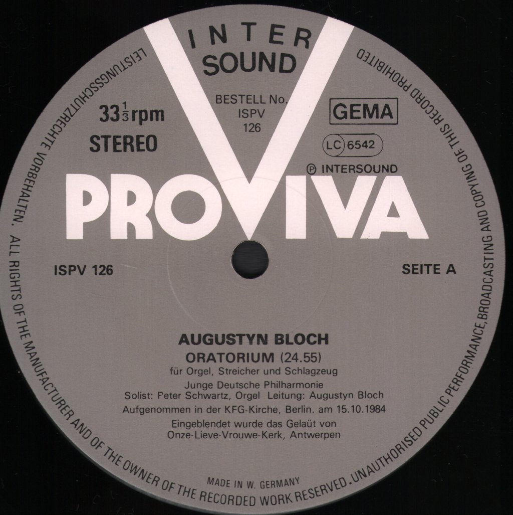 Peter Schwarz / Wolfgang Boettcher / Ursula Trede Boettcher - Augustyn Bloch - Oratorium / Suppliczioni - Lp