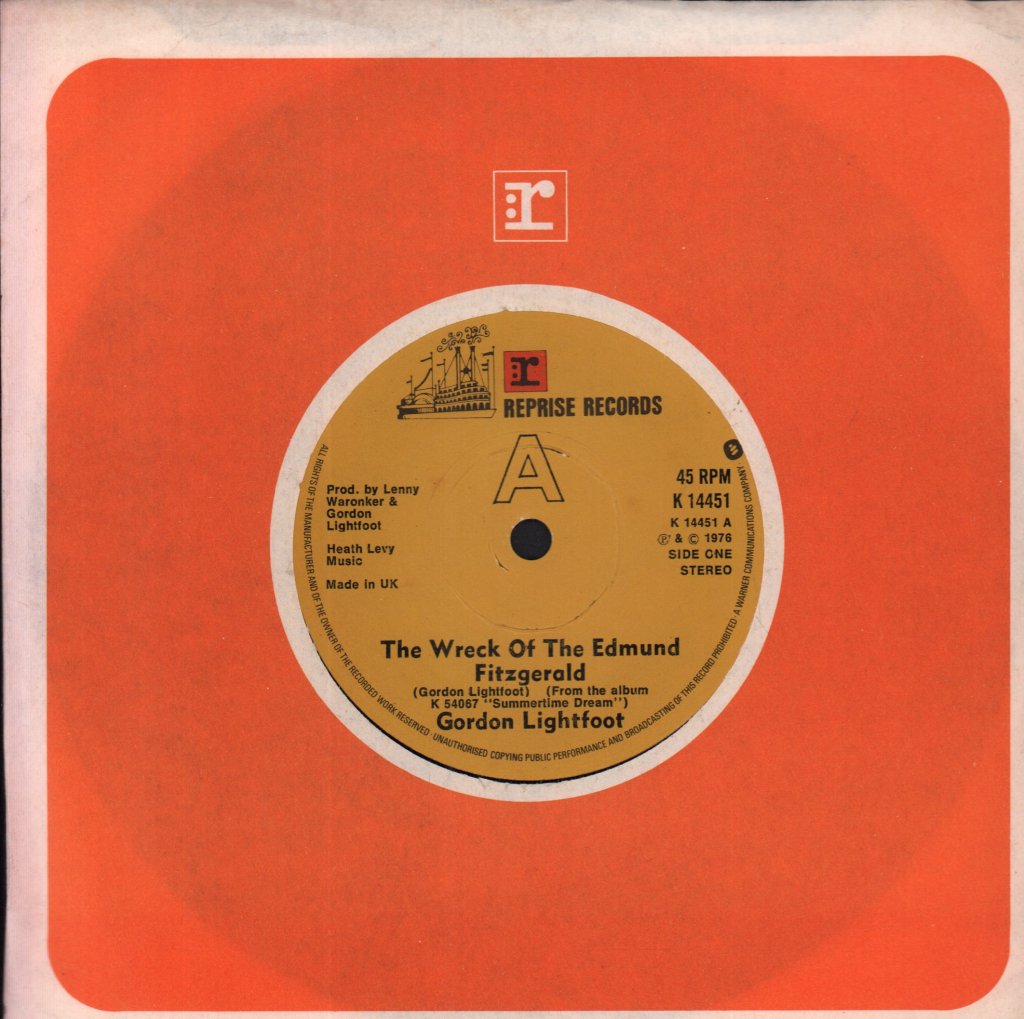 Gordon Lightfoot - Wreck Of The Edmund Fitzgerald - 7 Inch