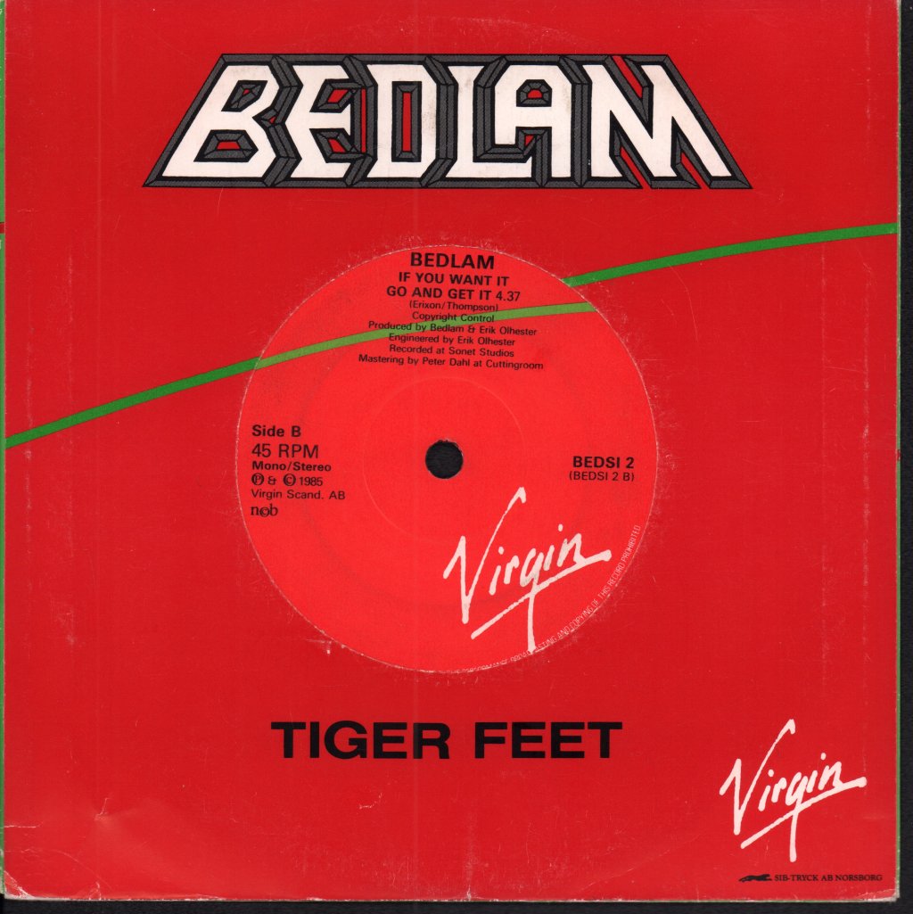 bedlam (scandanavian rock group) - Tiger Feet - 7 Inch