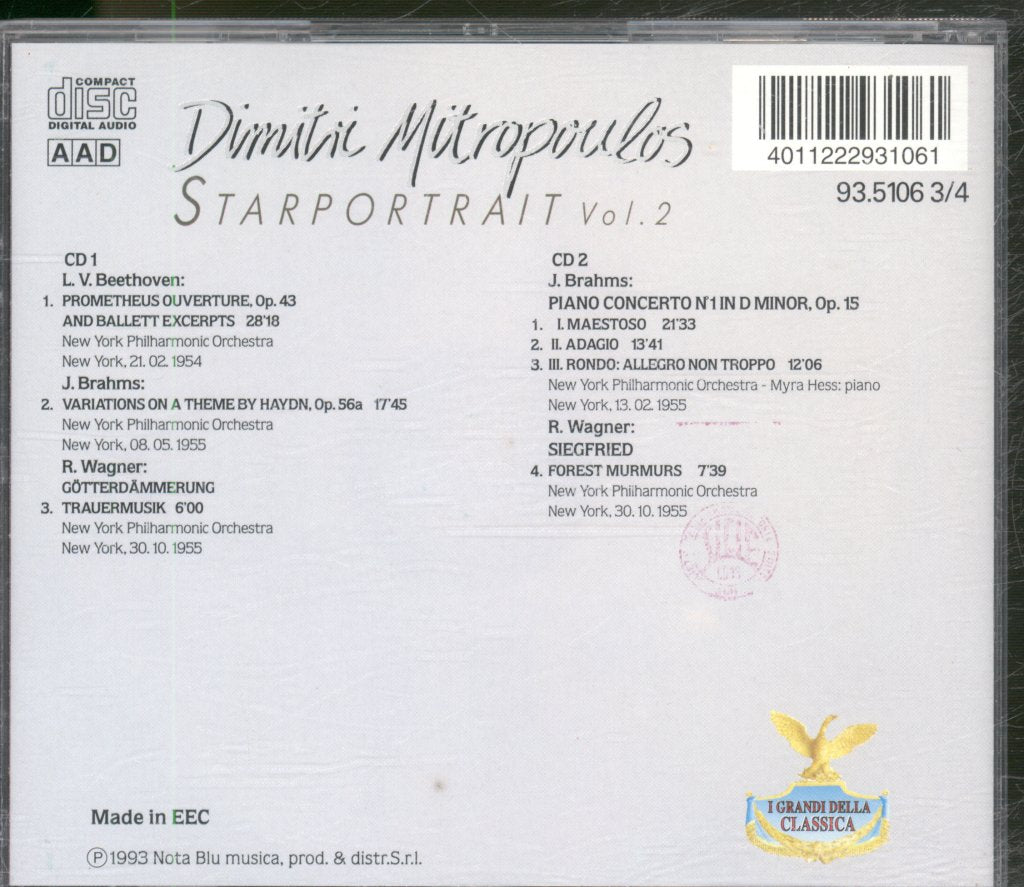 Dimitri Mitropoulos - Starportrait Vol 2 - Double Cd