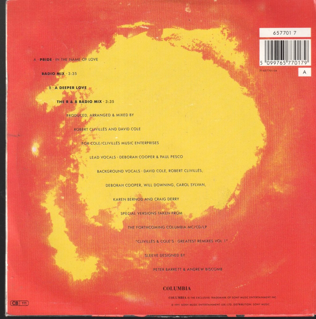 Clivilles And Cole - Pride In The Name Of Love - 7 Inch