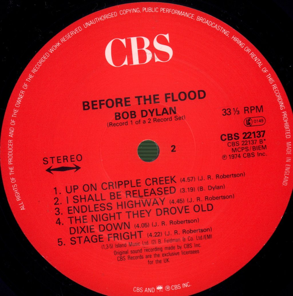 Bob Dylan and The Band - Before The Flood - Double Lp