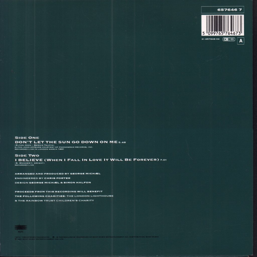 Elton John And George Michael - Don't Let The Sun Go Down On Me - 7 Inch