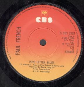 Paul French - Love Letter Blues - 7 Inch
