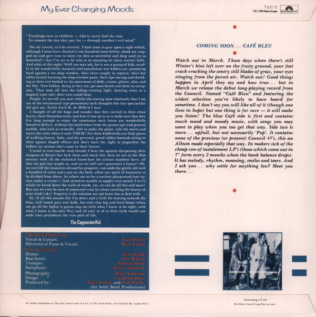 Style Council - My Ever Changing Moods - 7 Inch