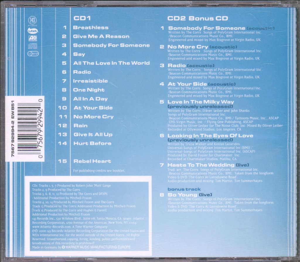 Corrs - In Blue - Double Cd
